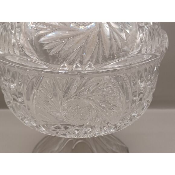 Vintage1960 EAPG Indiana Glass Hobstar Sunburst Pedestal Candy Nut Dish with Lid - Picture 14 of 16